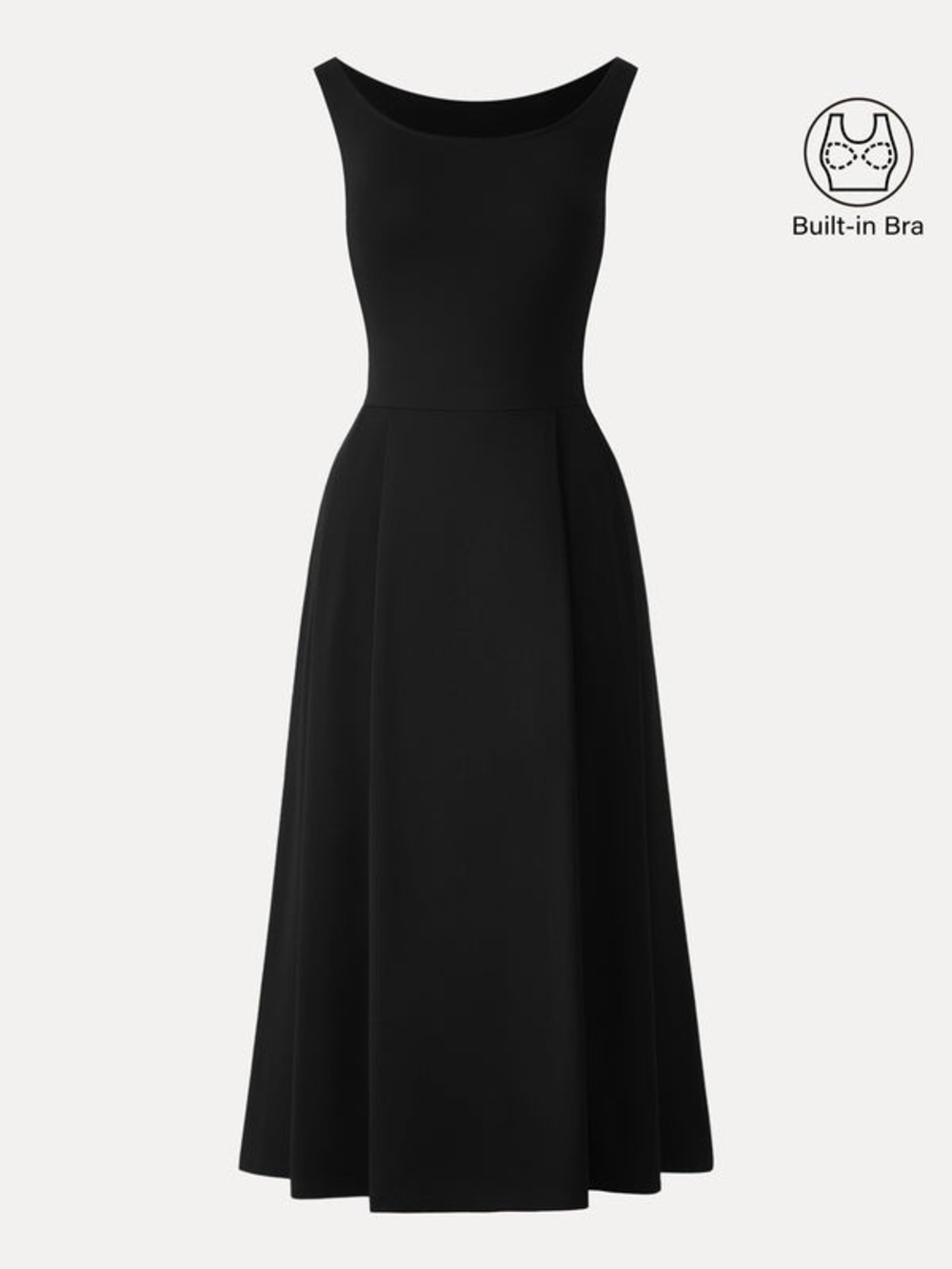 OGL Black Balletic Scoop Neck Midi Bra Dress with Pockets